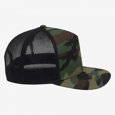 5 Panel Camouflage Mesh Polyester Baseball Cap Flat Breathable Sport Snapback Hats