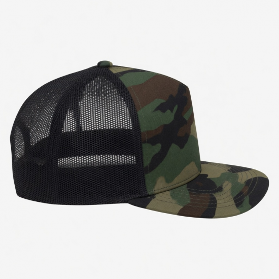5 Panel Camouflage Mesh Polyester Baseball Cap Flat Breathable Sport Snapback Hats