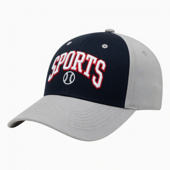 Adjustable 2 Tone Baseball Hats Cotton 5 Panel Sports Cap 3D Raised Embroidery Baseball