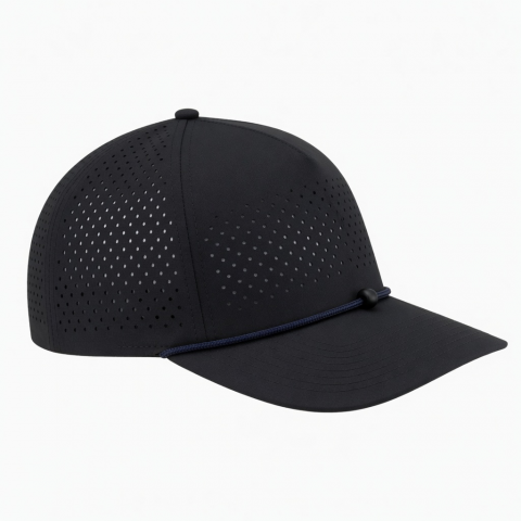 Panel Unisex Golf Hat Polyester Nylon Waterproof Rope Laser Perforated