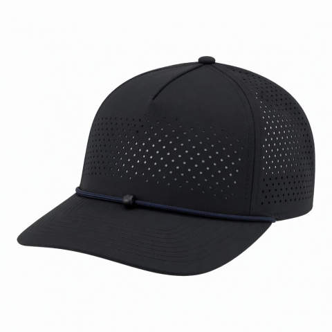 Panel Unisex Golf Hat Polyester Nylon Waterproof Rope Laser Perforated