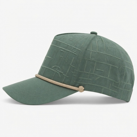 Tone Polyester Embroidered 5 Panel Rope Running Golf Baseball Cap Hats