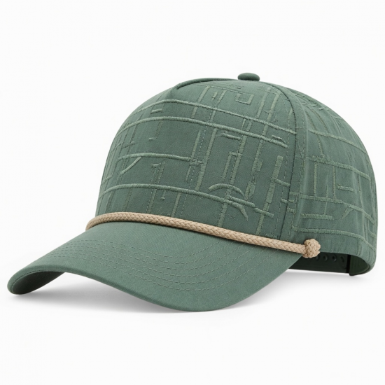Tone Polyester Embroidered 5 Panel Rope Running Golf Baseball Cap Hats