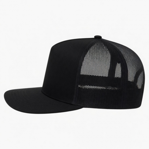 Unisex Trucker Cap Solid Black Mesh Adjustable Casual Outdoor Hat Summer Breathable