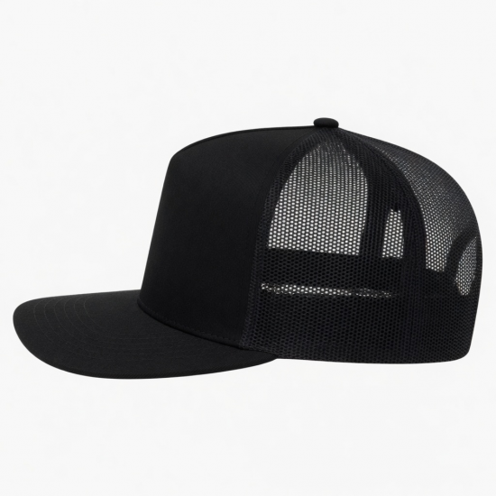 Unisex Trucker Cap Solid Black Mesh Adjustable Casual Outdoor Hat Summer Breathable